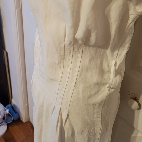 Zara, S | Wrap Midi White T Shirt Dress Linen Blend - Picture 8 of 8